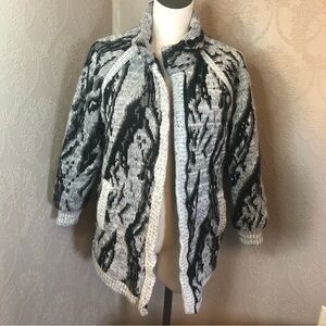 Outerbound by HMS small sweater jacket coat quilted black white gray vintage